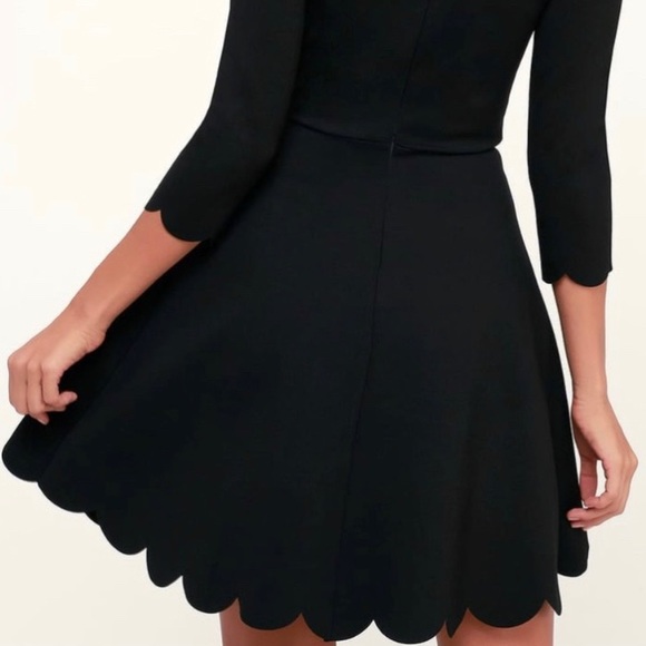 Lulu’s Black Dress Scalloped Fitted Small - Picture 8 of 8